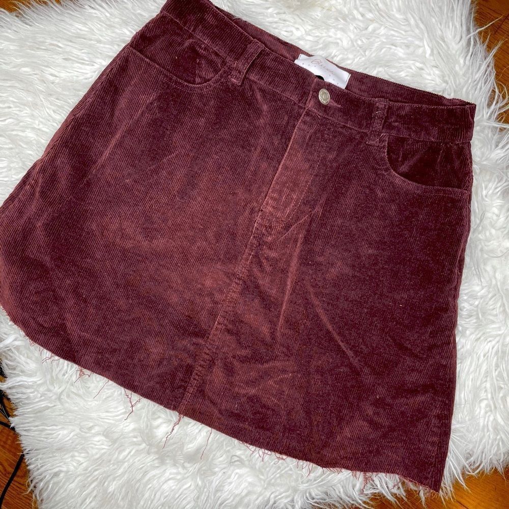 Blush - Burgundy Corduroy Mini Skirt